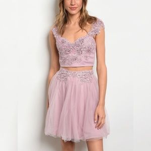 Mauve Tulle Skirt Set Large NWT